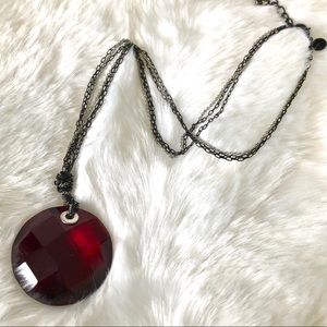 Red gem chain drop necklace